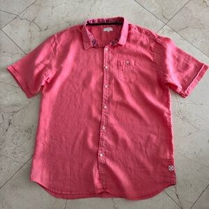 Men's Pink Short Sleeve Shirt 100% linen